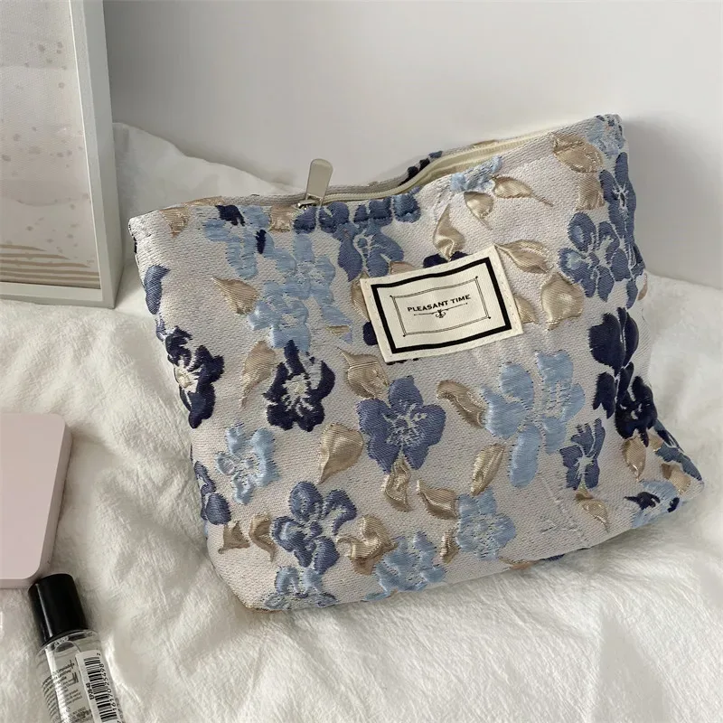 trousse à cosmétiques imprimée de fleurs pour femmes, trousse à crayons, trousse de voyage pour la présidence, trousse de maquillage florale mignonne, rouge à lèvres, pinceaux de maquillage, sac de rangement en poudres
