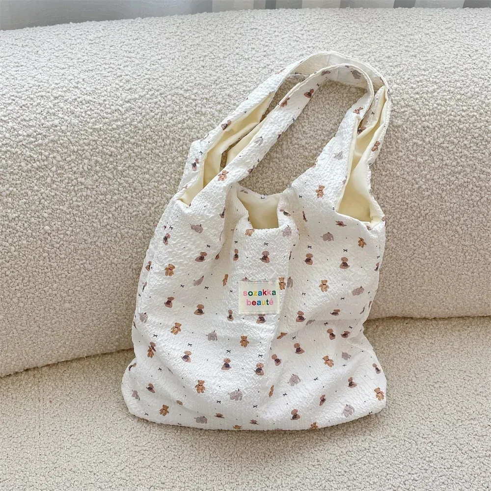 fourre-tout femme sac à provisions eco sac à main réutilisable épicerie shopper sac à main coréen femmes doux dessin animé sac à bandoulière livres pochette