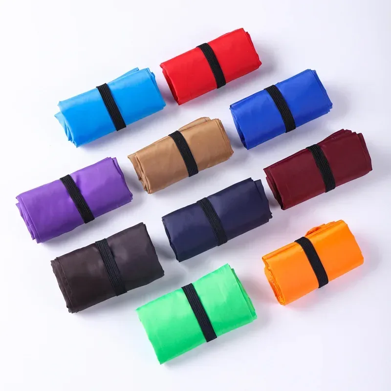 sac de courses réutilisable de couleur unie pour femmes et hommes, sac d'épicerie pliable en nylon, sac fourre-tout écologique, sacs à main portables