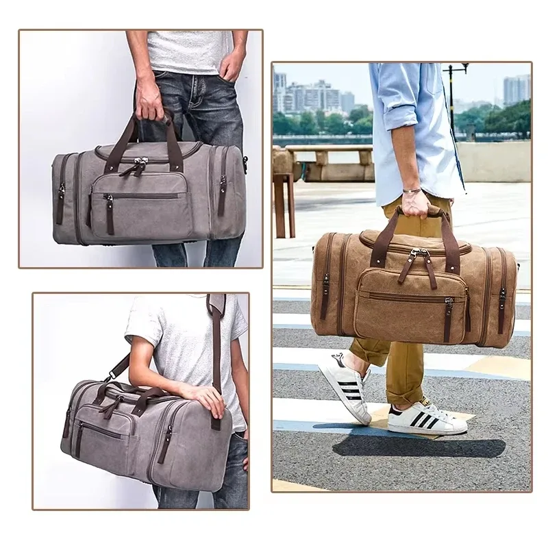 sacs de voyage élégants en toile vintage, sacs de voyage à grande capacité, sacs de cabine, sacs de sport pour hommes, sacs fourre-tout de voyage, sacs de week-end