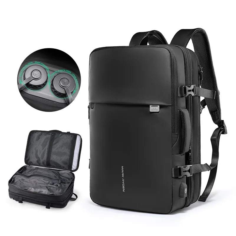 sac à dos de voyage d'affaires mark ryden, sac à dos pour ordinateur portable imperméable avec compression automatique par aspiration, sac de rangement