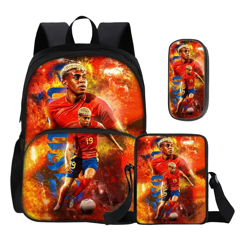 ensemble de 3 sacs à dos avec poche avant, sacs à bandoulière, trousse à crayons, sac à dos pour enfants l-lamin yamal, sac à dos de star du football