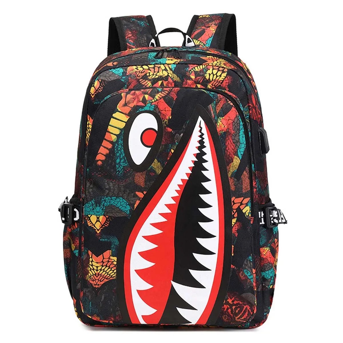 sac à dos pour enfants de l'école primaire, motif requin, grande capacité, léger, simple, sac à dos de dessin animé