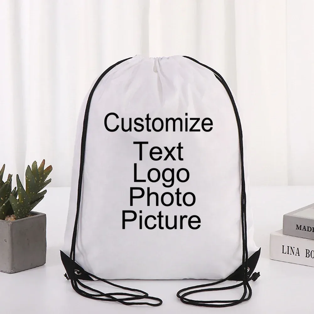 sac à dos de cyclisme avec logo/texte/nom personnalisé, sac à chaussures à cordon de serrage pour vêtements, ceinture étanche, sac de sport portable en nylon
