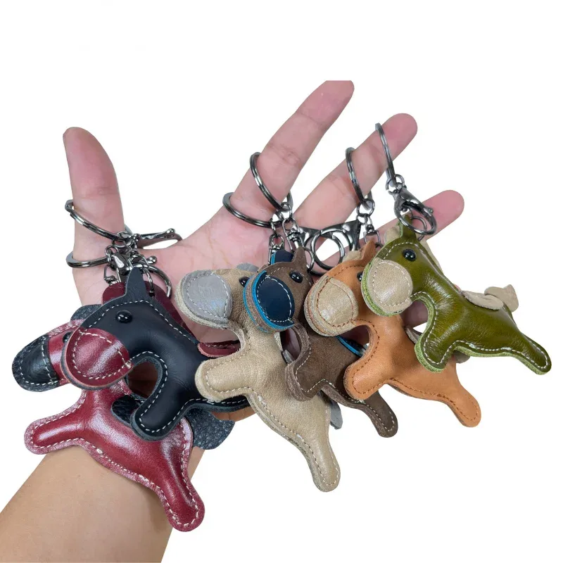 nouveau à la mode en cuir de vache véritable poney sac à main pendentif mignon cheval porte-clés sac à bagages accessoires porte-clés
