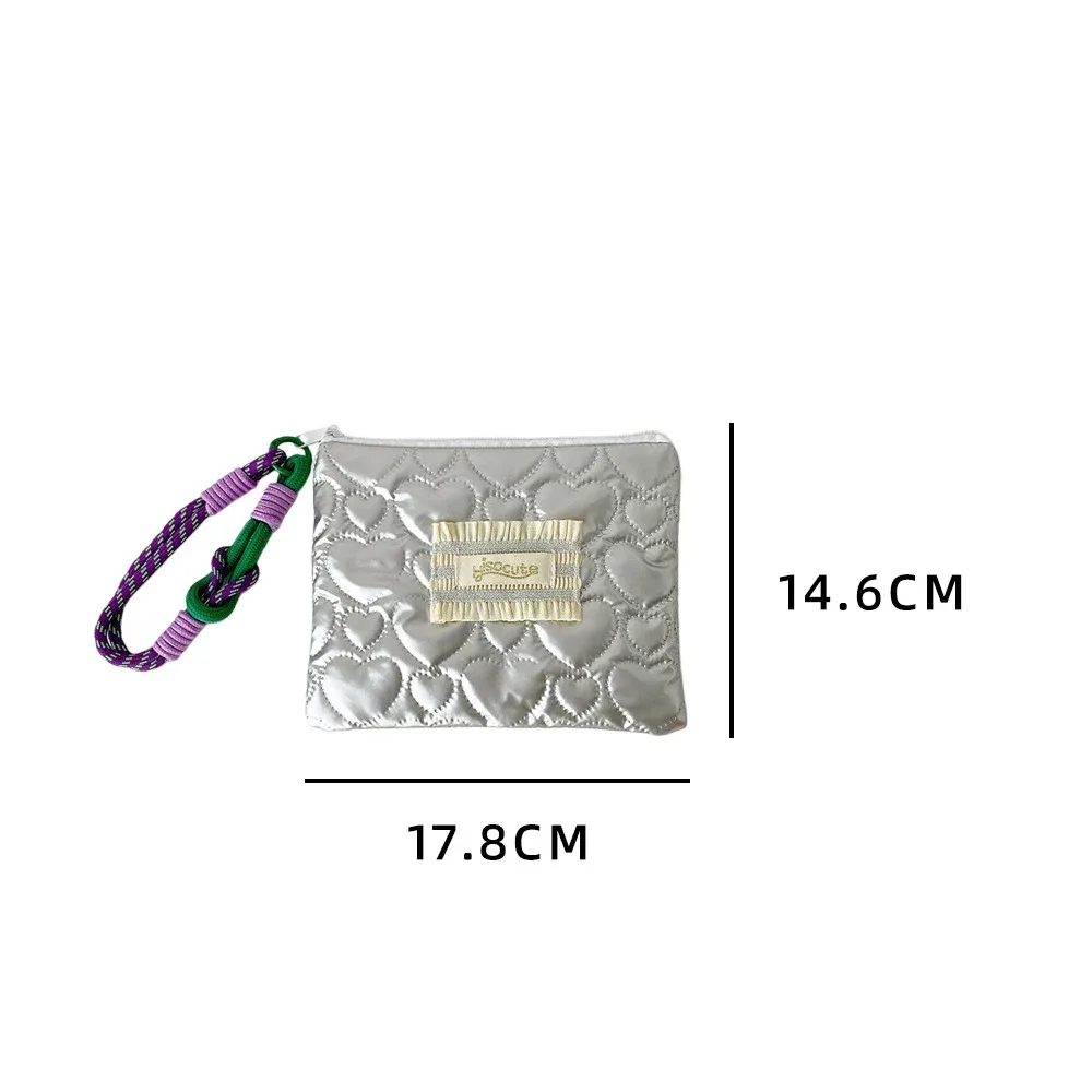 mode coréenne carré argent amour sac de maquillage sac à main à la mode filles rouge à lèvres sac de rangement cadeaux étudiant papeterie trousse à crayons nouveau