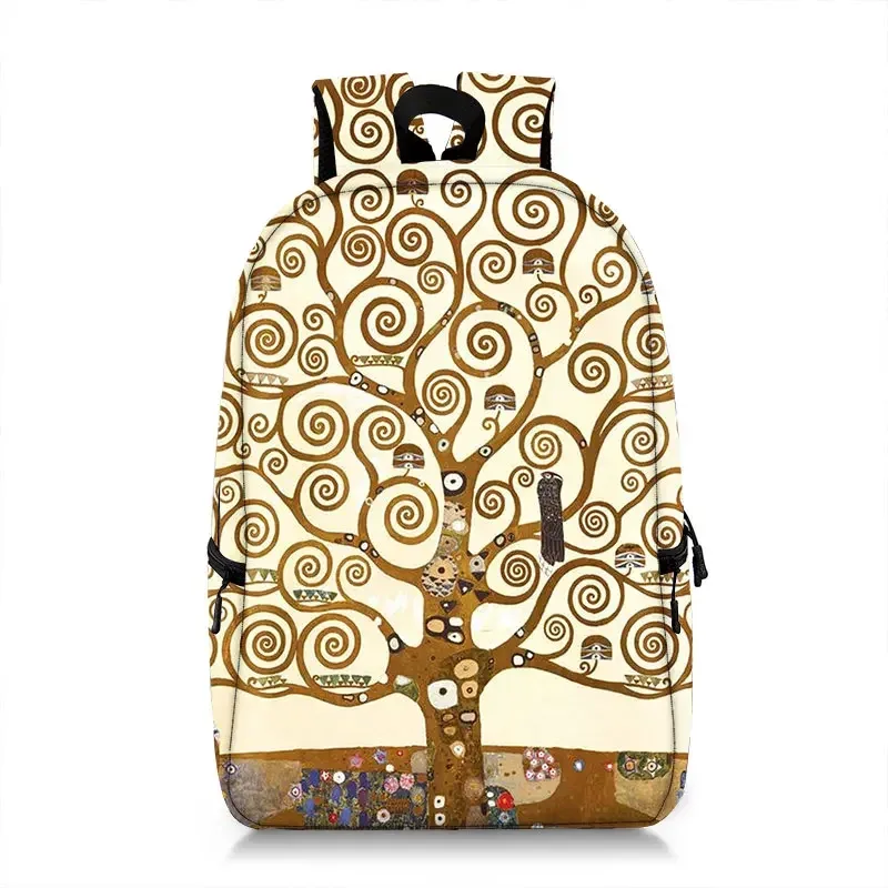 sac à dos peinture à l'huile de claude monet gustability klimt van gogh, cartable de nuit étoilée, baiser de tournesol, cartable de voyage pour femme