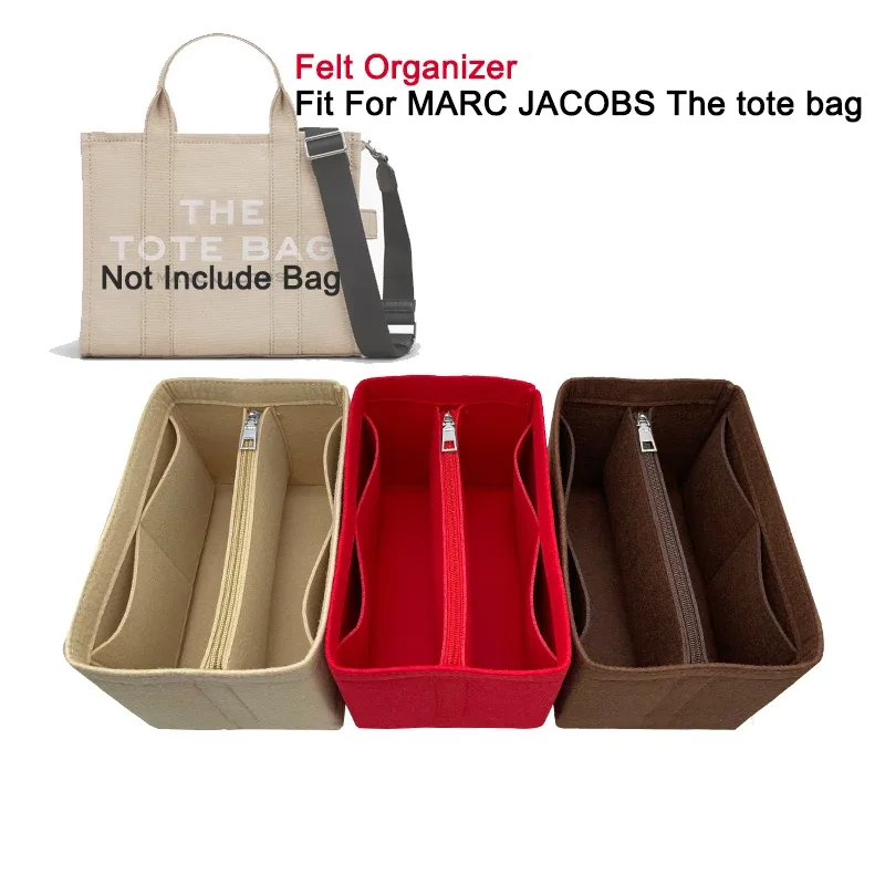 Insert organisateur de sac à main adapté pour Marc Jacobs le sac fourre-tout en cuir de toile petit moyen grand, doublure de sacs à main de poche intérieure