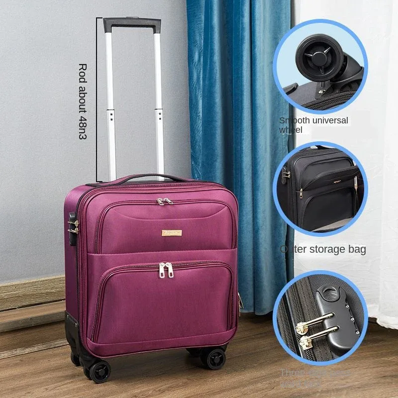 16 18 pouces oxford tissu bagages petite valise légère mot de passe embarquement valise de voyage roue universelle mini boîte en cuir, maleta viaje cabina