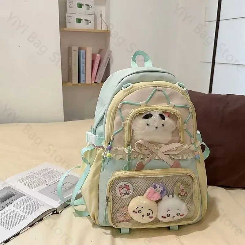 sac à dos ita bag kawaii, sac à bandoulière, ensemble de deux pièces, sac à dos scolaire pour badges et épingles d'anime, sacs à dos transparents pour étudiants