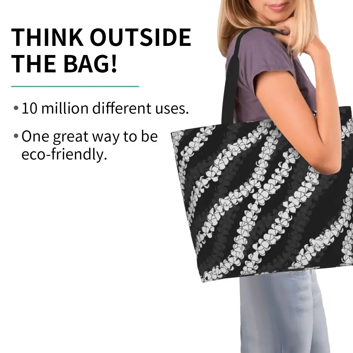 puakenikeni simple leis sur turquoise shopping sac fourre-tout toile grande capacité sacs à bandoulière shopper épicerie sac à main pour les femmes