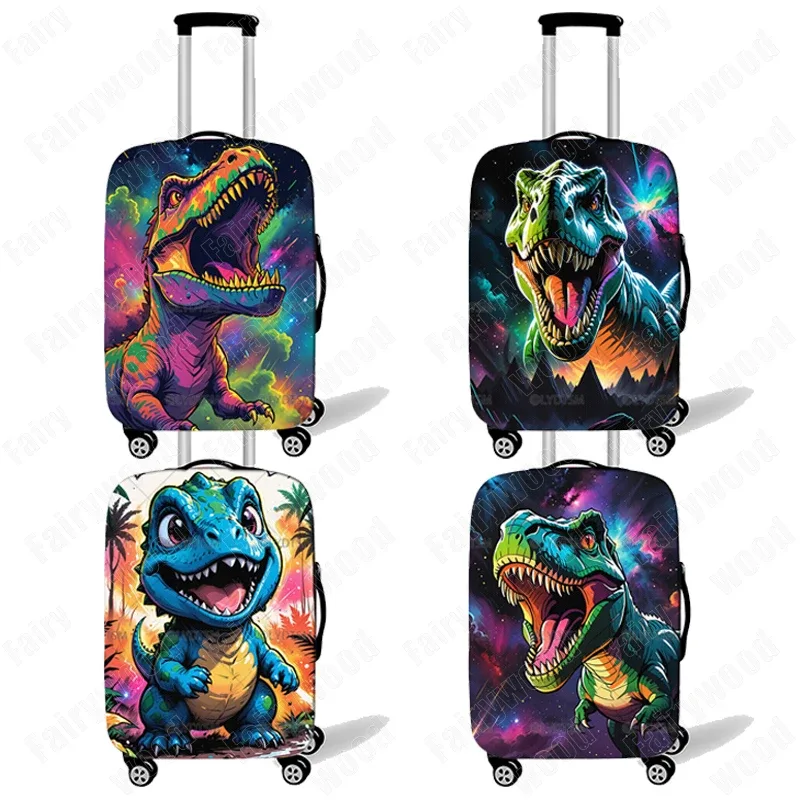 housse de protection pour valise graphique de voyage, 18-30 pouces, imprimé dinosaure de dessin animé mignon, housse de protection élastique pour boîtier de chariot