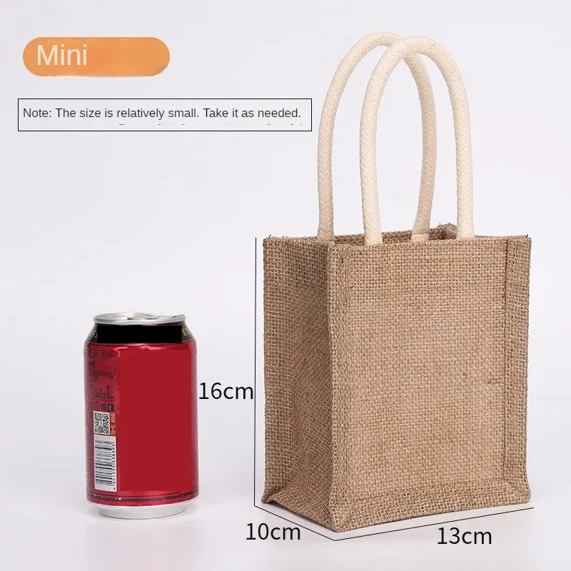 sac fourre-tout en lin vintage pour femmes, sacs à main de plage d'été, sac de bricolage rétro, sac à cuillère portable, sac à provisions multiple top foy