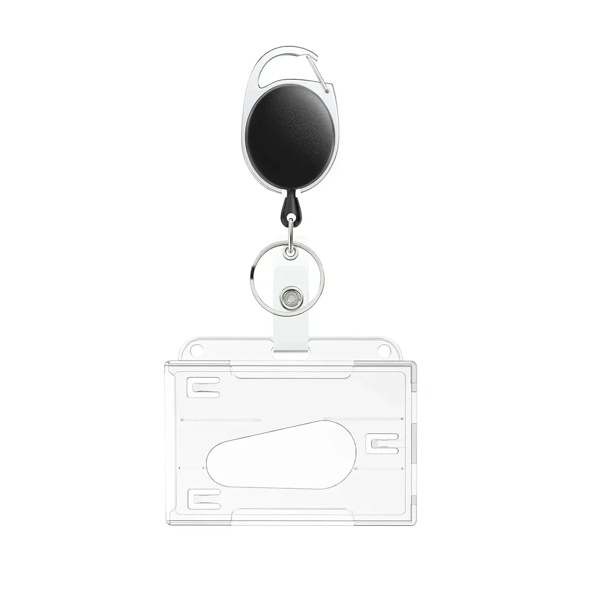 fentes pour cartes transparentes, porte-badge pour étiquette d'identification, avec bobine de badge, organisateur de rangement pour cartes, étui pour cartes de travail pour passe des employés