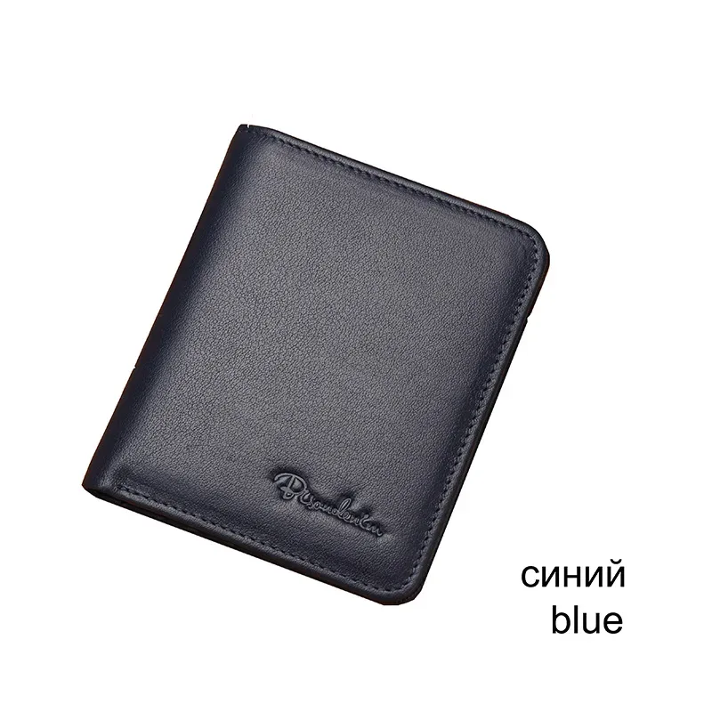 bison denim noir sac à main pour hommes en cuir véritable hommes portefeuilles mince mâle portefeuille porte-carte peau de vache doux mini sacs à main n4429