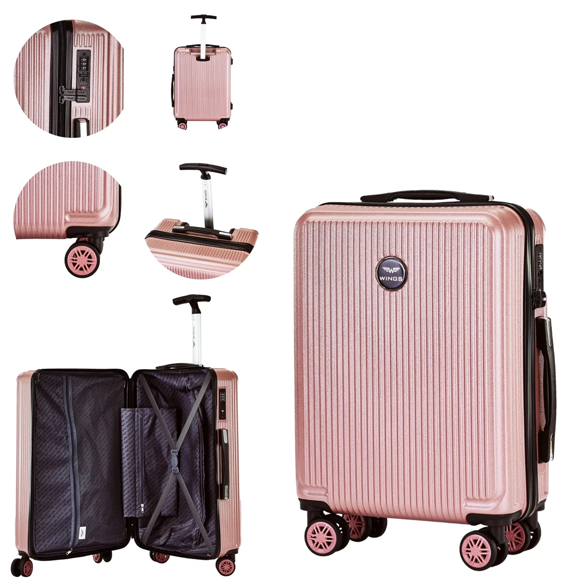 valises au choix : s, m, l — 20'', 24'', 28'' ; valises cabine wings pour wizz air, ryanair et lot ; légères, spacieuses et durables, en polycarbonate à 100 % avec serrure tsa.