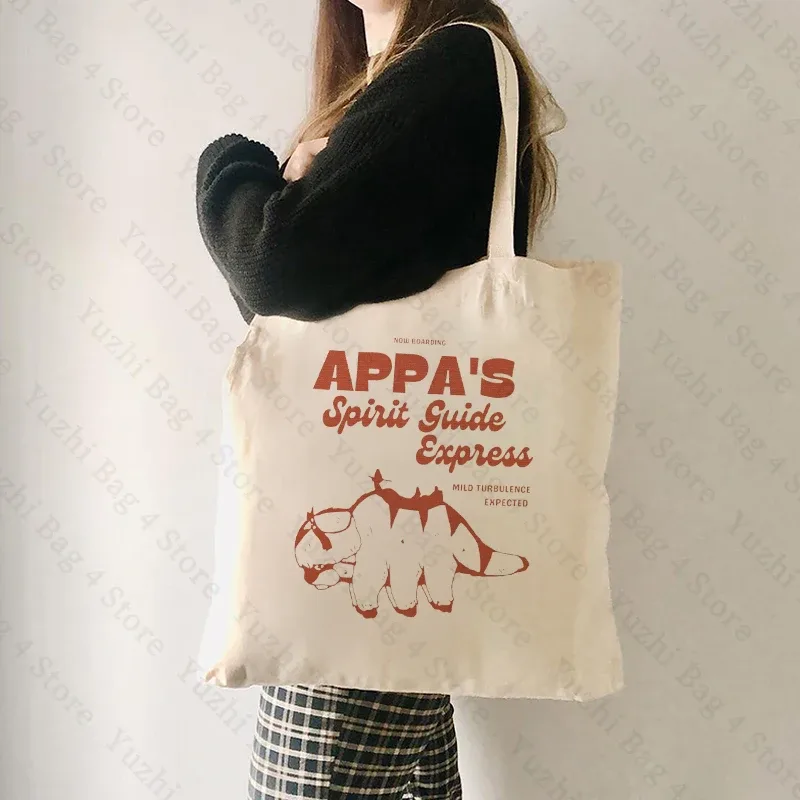 sac fourre-tout en toile vintage à motif appa, sacs animés, sac à provisions de grande capacité, cadeau d'anniversaire pour petit ami fille, initié kawaii