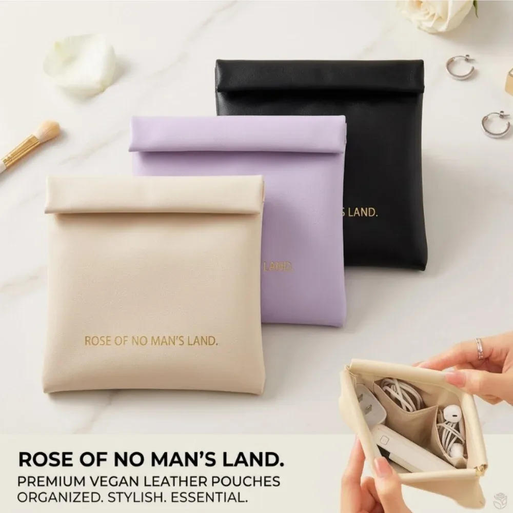 pochette de voyage imperméable en cuir pu végétalien pour cosmétiques, mini sac de rangement pour écouteurs et câbles de charge, organiseur de maquillage