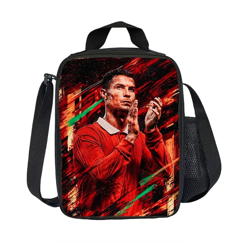 sac isotherme ronaldo cr football star, sacs à déjeuner isolés, conteneur à déjeuner, sac fourre-tout étanche, boîte à déjeuner, sacs de rangement pour aliments sportifs