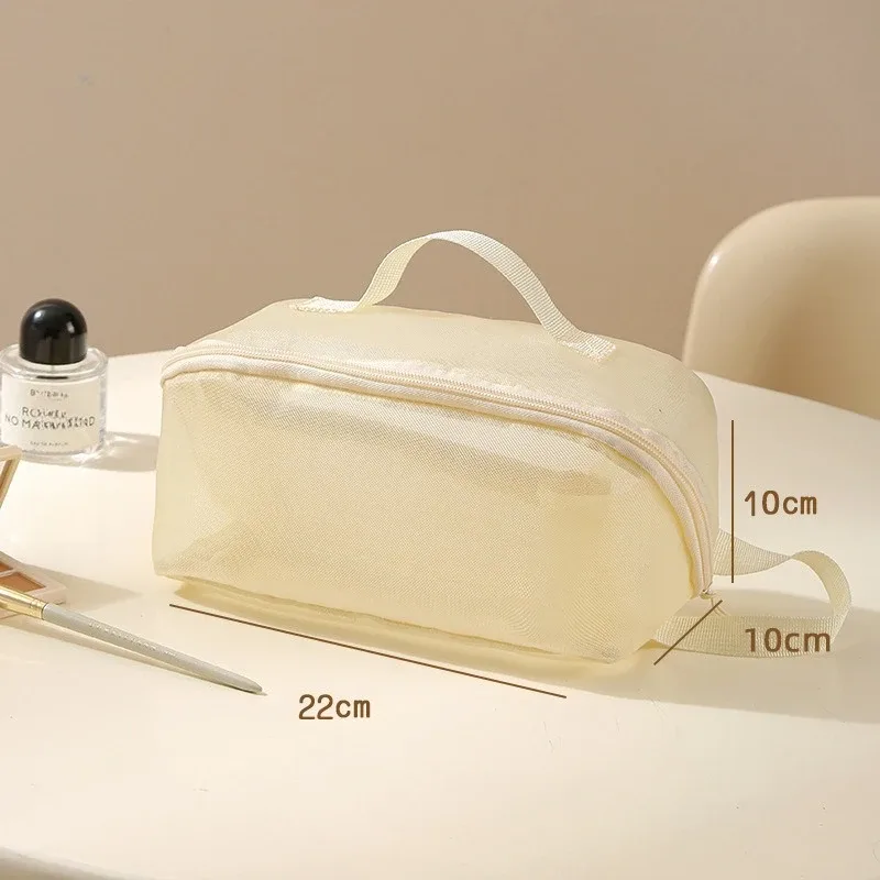 nouvelle trousse de toilette en maille, trousse de maquillage de voyage grande capacité à 3 couches, sac de rangement portable pour voyages d'affaires zy524