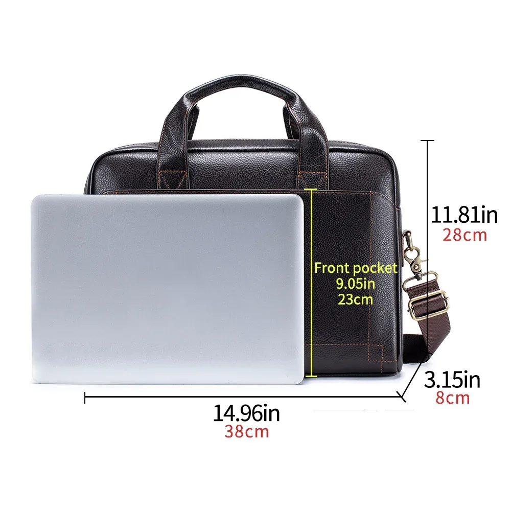 sac à main en cuir pour homme, mallette en cuir de vachette pleine fleur, sac pour ordinateur portable en cuir, sac de bureau à bandoulière.