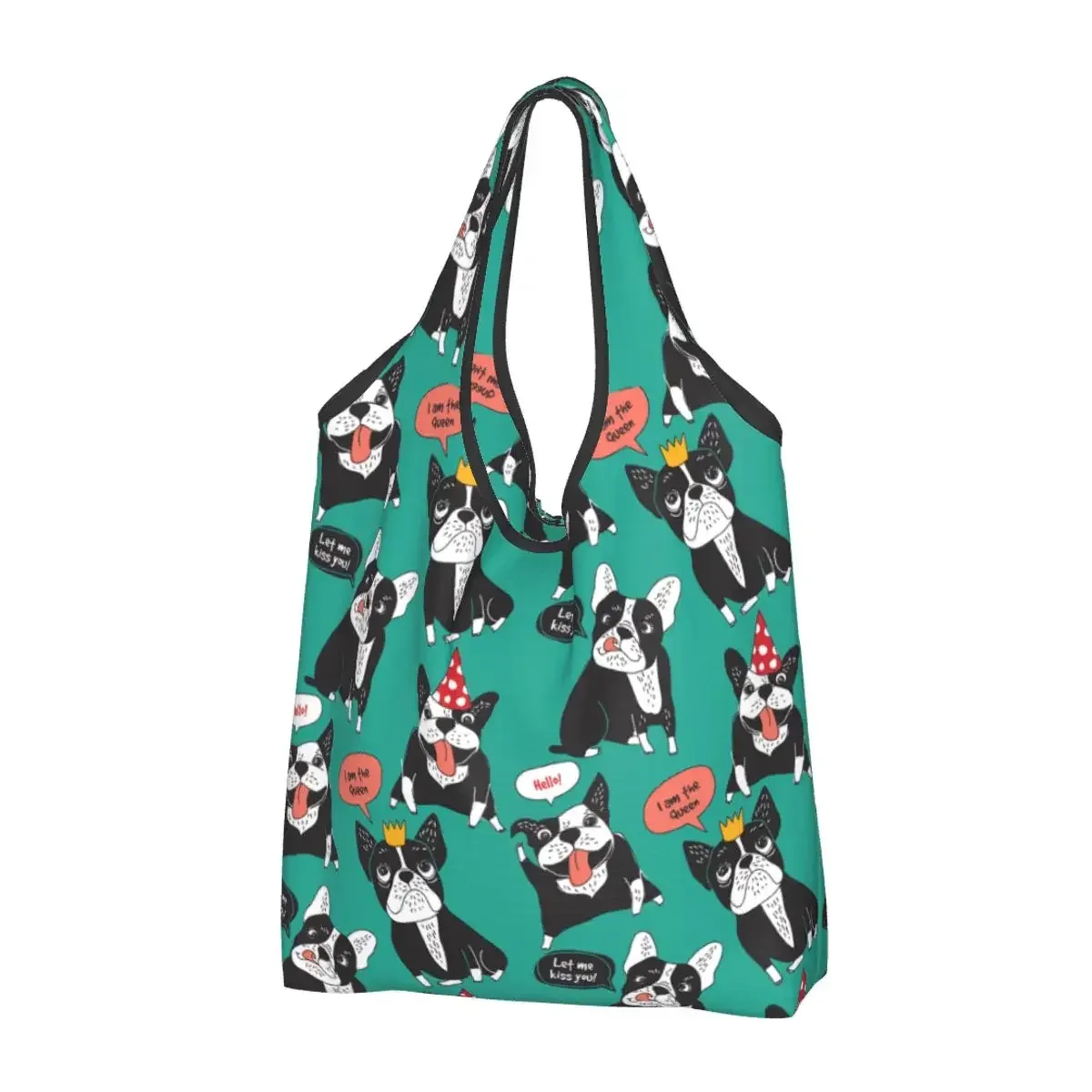 sac à provisions portable pop art pour femme, style bungalow, bouledogue français, sac fourre-tout pour chien, cadeau pour animal de compagnie, sacs d'épicerie