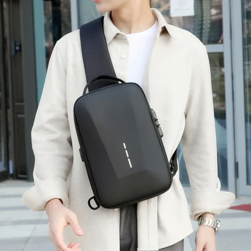 sacs de poitrine antivol à serrure à combinaison avec port de chargement usb, sac à bandoulière de mode pour hommes d'affaires, sac à bandoulière de rangement de voyage