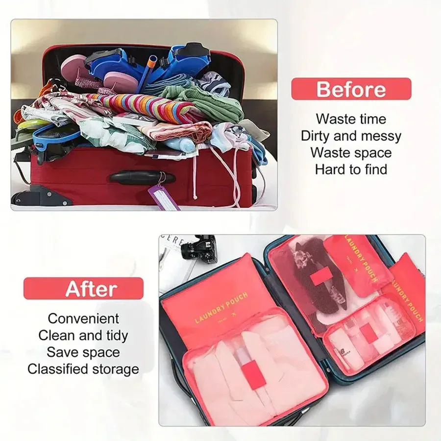 organisateur voyage nylon fleur rose gris rouge kaki vert violet marron orange noir beige transparence pratique elégant compression vêtement cosmétique toilette