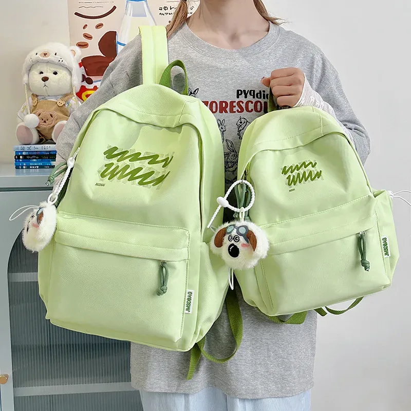sac à dos d'étudiant de style coréen minimaliste, couleur unie, léger, grande capacité, sac de voyage décontracté, sac polyvalent