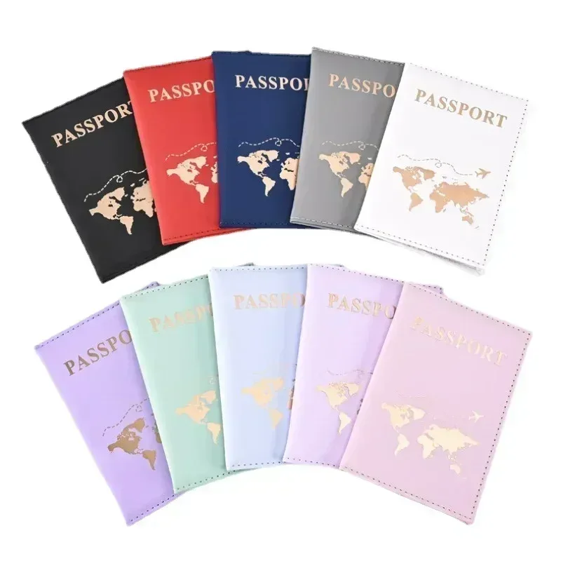1 pièces sac de couverture de passeport pour femmes hommes pu leathaer mode voyage porte-passeport étui id nom cartes de visite pochette de protection