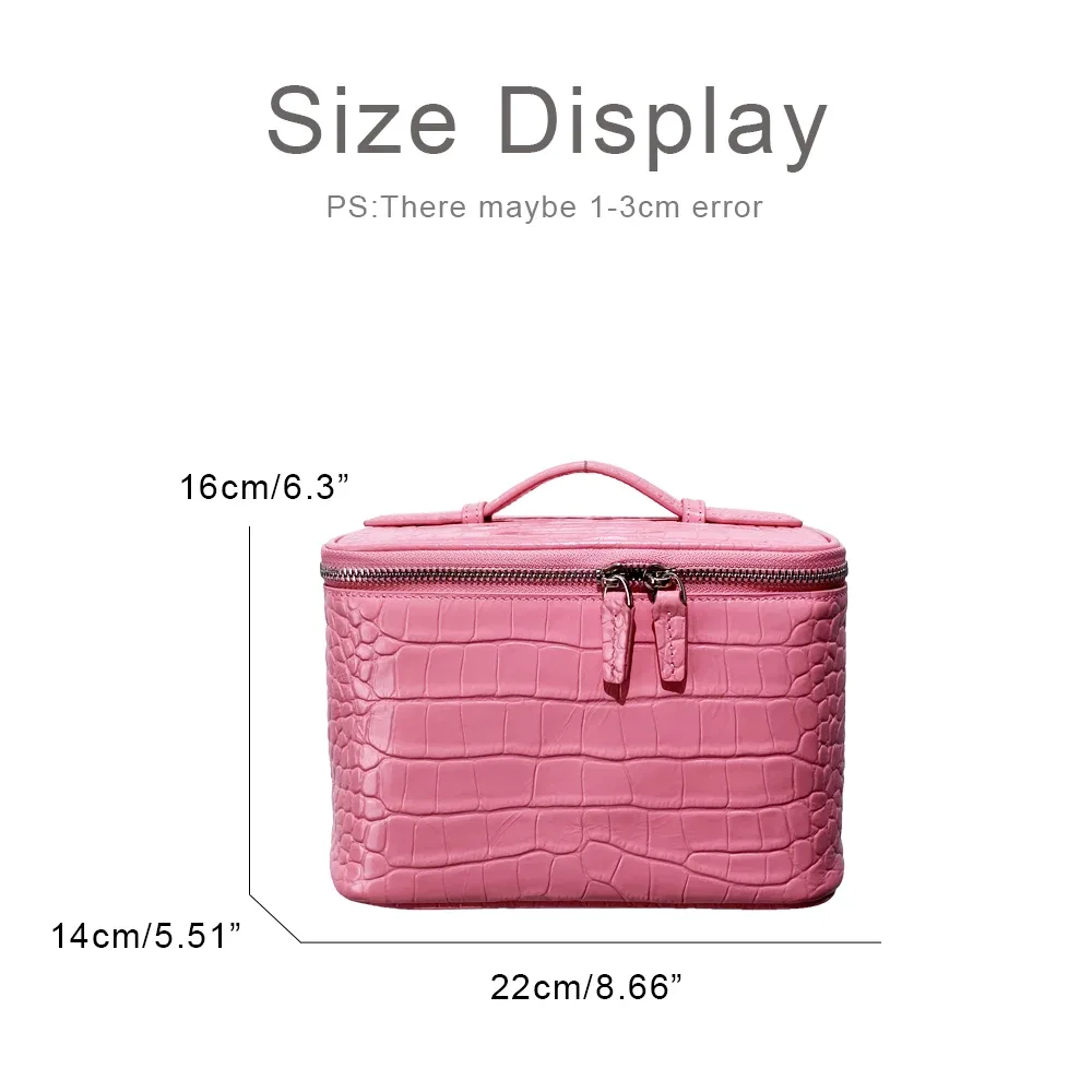 personnaliser les initiales première couche de peau de vache motif crocodile voyage affaires sacs de maquillage pour femmes sacs à main et sacs à main de luxe 2026 nouveau en cuir avec boîte miroir sac organisateur