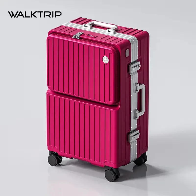 valise à ouverture frontale en pc avec cadre en aluminium, serrure tsa, porte-gobelet et port de charge 20/24/26 pouces