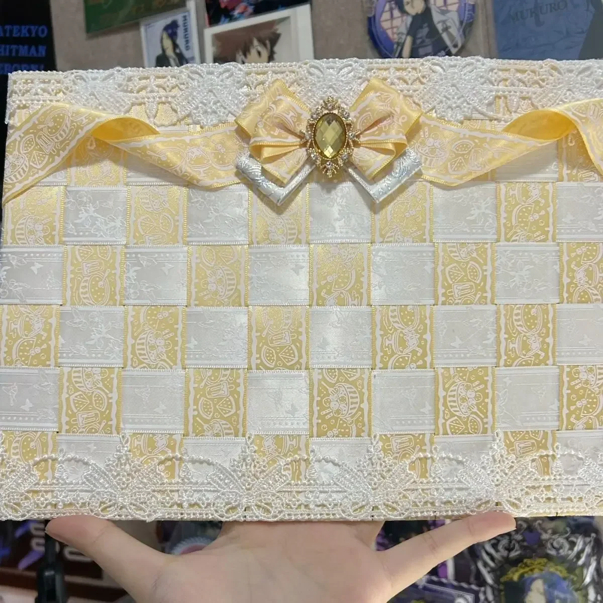 panneau organisateur de cadre pour sac ita, panneau d'insertion de luxe pour sac à dos avec badges, panneau d'affichage de badges cosplay en ruban et dentelle, porte-cartes pour sac ita