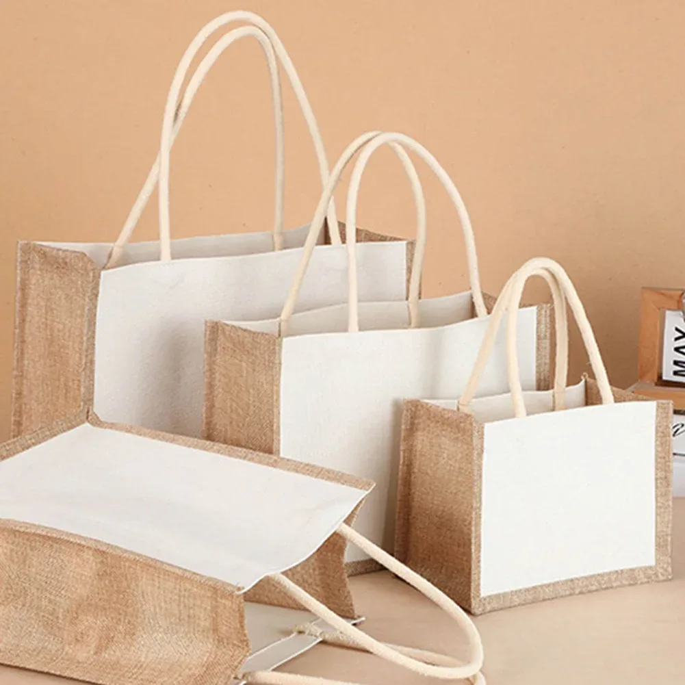 sac fourre-tout en toile de jute pour femme, sac à soupe grill, sac d'épicerie de grande capacité, sacs à provisions étanches et réutilisables, sac à main