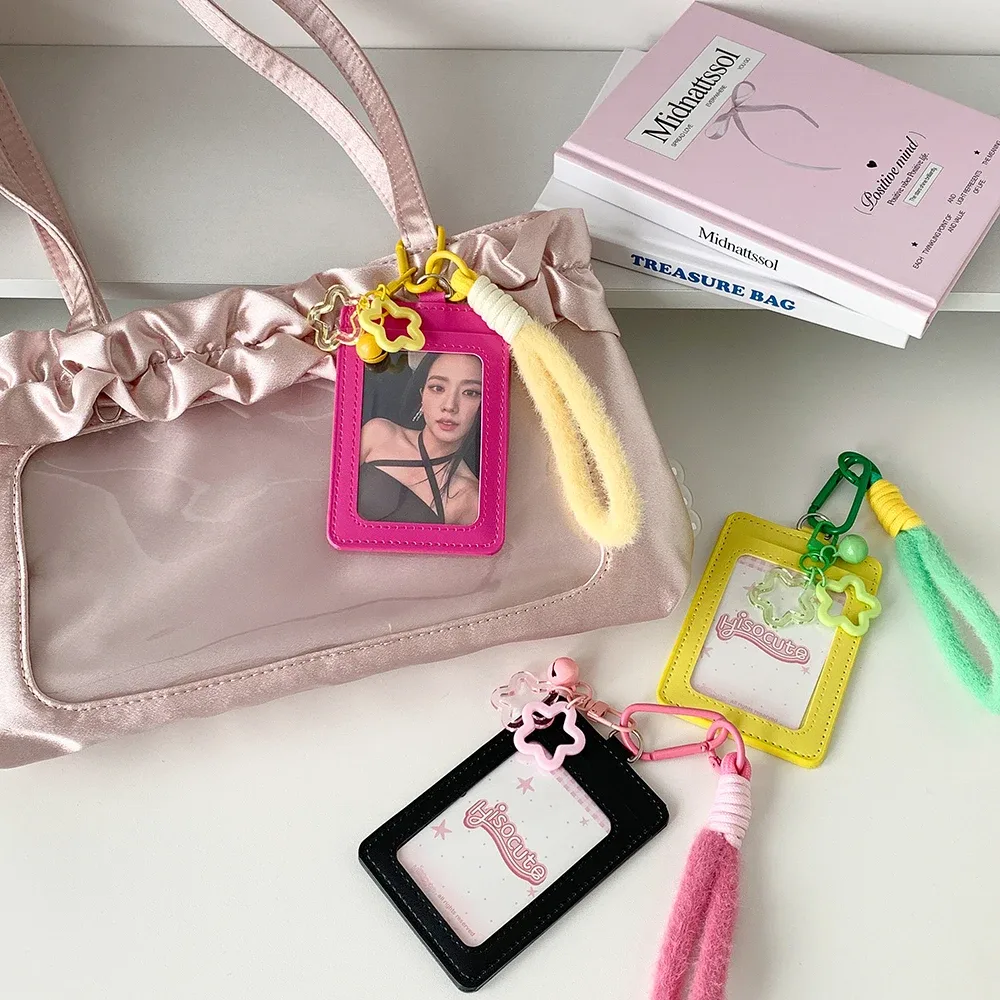 porte-cartes en corde suspendue 3 pouces, couleur unie, mode coréenne y2k, sac de rangement pour idole de fille mignonne, sac à dos pour étudiant, pendentif, porte-clés