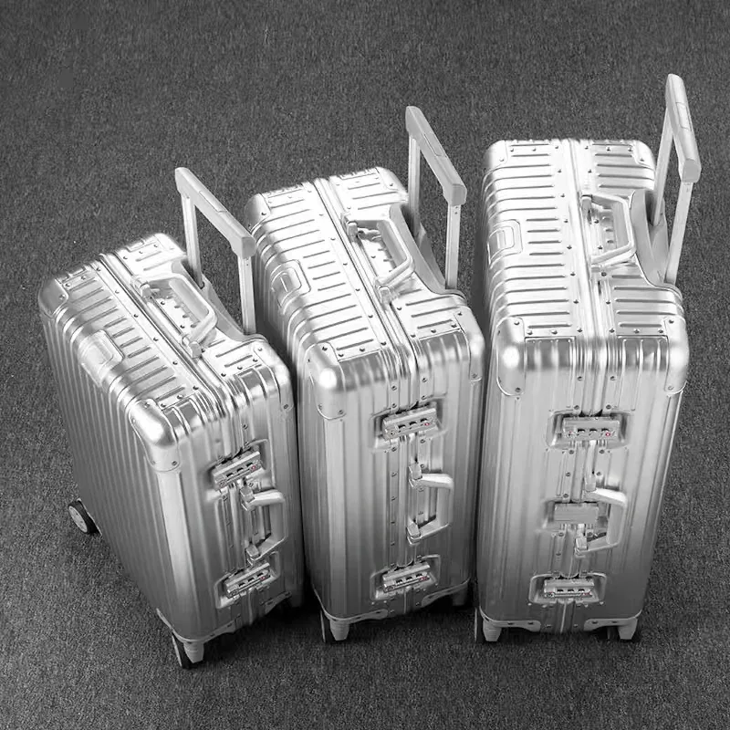 Valise en aluminium 20/22/24/26/29 pouces, 100% alliage aluminium-magnésium, valise à roulettes avec serrure à combinaison, bagage cabine