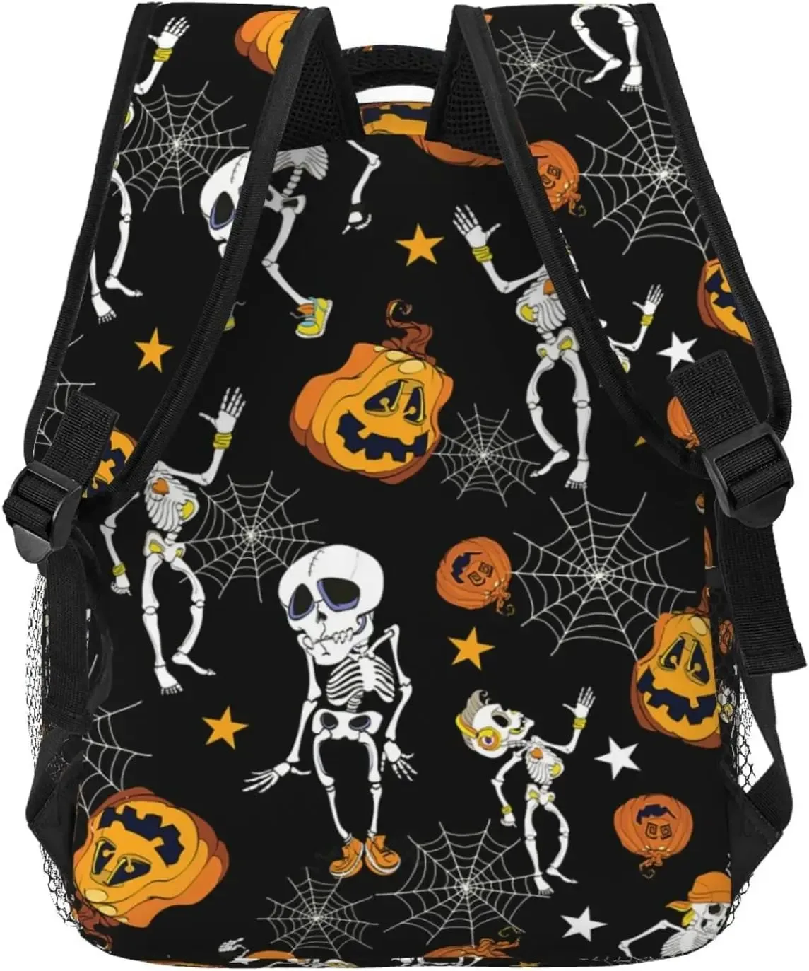 sac à dos décontracté avec poches pour ordinateur portable, sacoche de jour pour voyage, motif de lettres et citrouilles, halloween