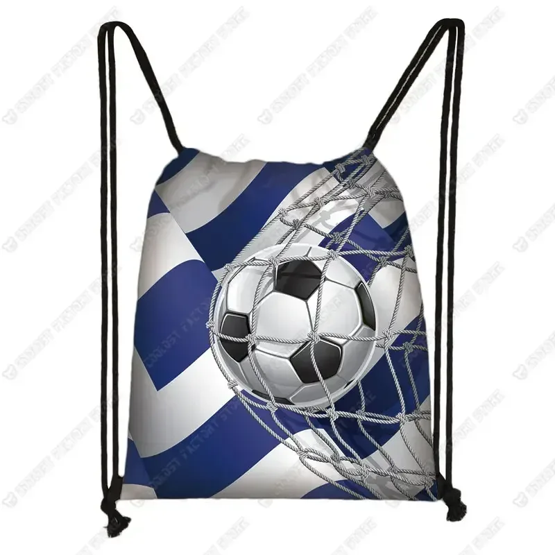 sac dos toile ballon football enflammé licorne colorée feuille orange fond bleu violet gris garçons voyage