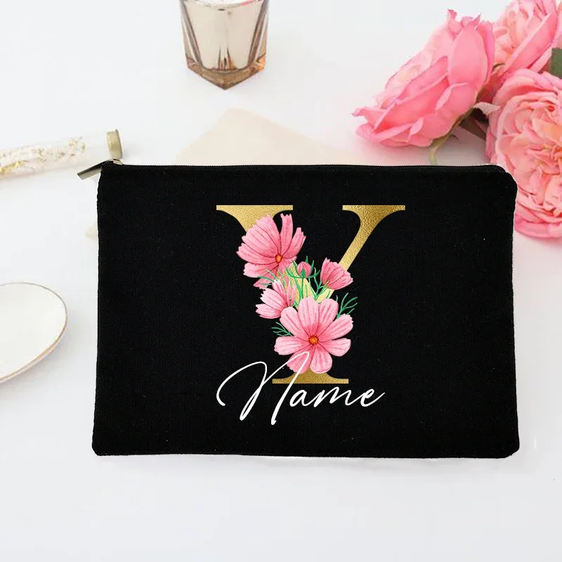 pochette de maquillage personnalisée avec initiales et nom, trousse de toilette de mariée, pochette de toilette monogramme, cadeaux de mariage pour demoiselle d'honneur