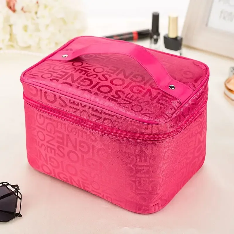 trousse de maquillage pour femmes, sac de rangement de cosmétiques de grande capacité, sac de lavage de toilette pliable, essentiels de voyage, sac à cosmétiques portatif