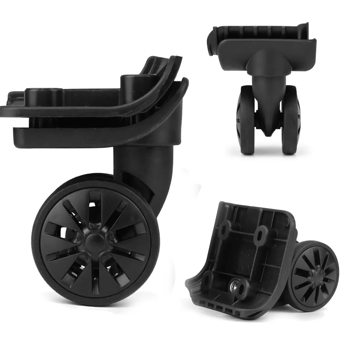 guguluza 1 paire de roues de rechange pour valise avec 4 trous de fixation, roulettes de chariot double rangée 360° ° kit de réparation de spinner