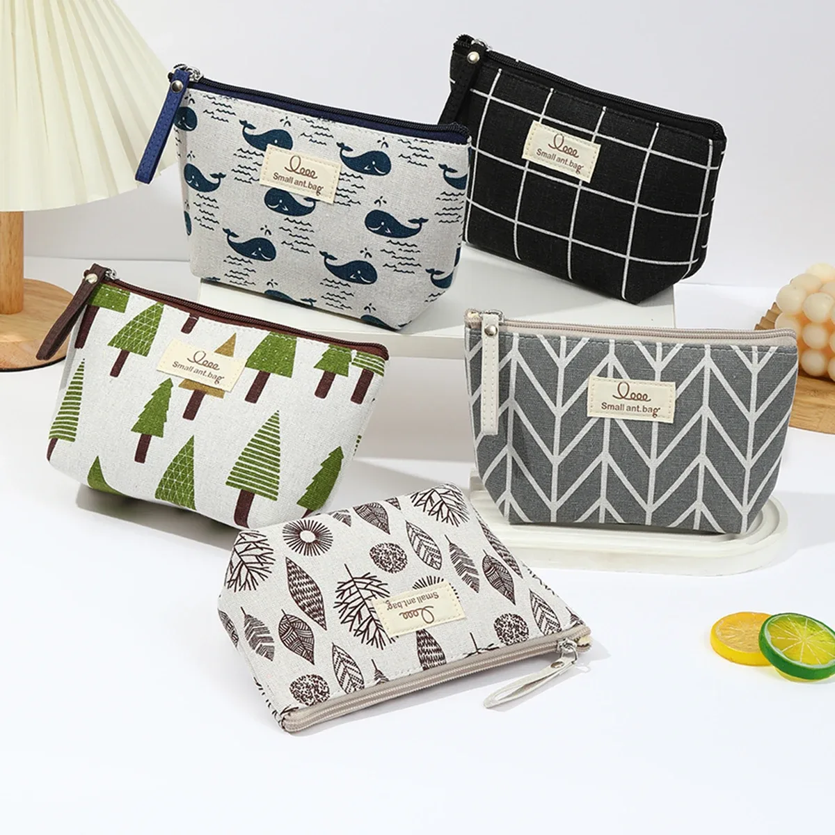 sac de maquillage en toile japonais et coréen, simple et portable, sac de rangement de voyage, trousse de toilette multifonctionnelle, trousse à crayons pour étudiants