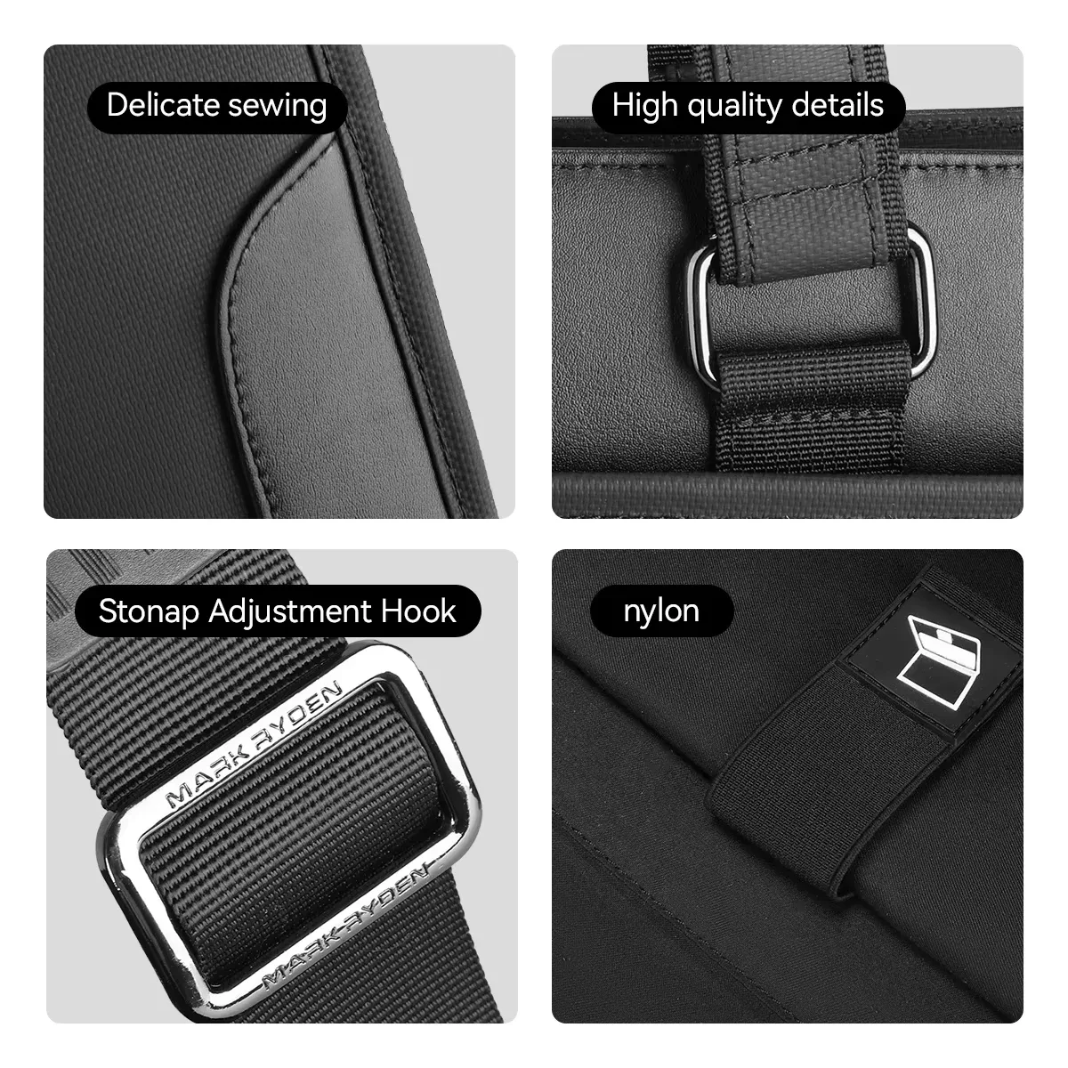 sacoche d'affaires élégante mark ryden, sacoche pour ordinateur portable 14 pouces, imperméable, avec fermeture éclair ykk