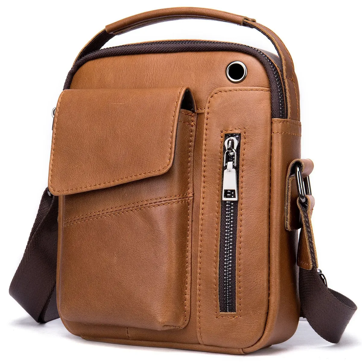 nouveau sac à bandoulière en cuir de vache pour hommes décontracté grande capacité sac à bandoulière pour hommes