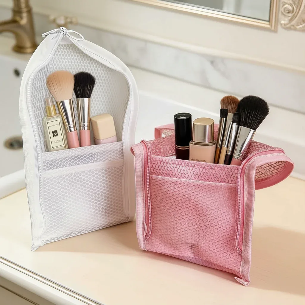 sac de toilette de voyage en maille eva, organisateur de cosmétiques transparent portable avec fermeture éclair, pochette de rangement pour maquillage pour femmes, usage quotidien, cadeau