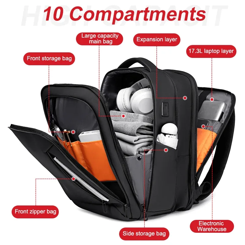 sac à dos fenruien, sac pour ordinateur portable 16 pouces pour homme, grande capacité, extensible, capacité accrue, sac de voyage