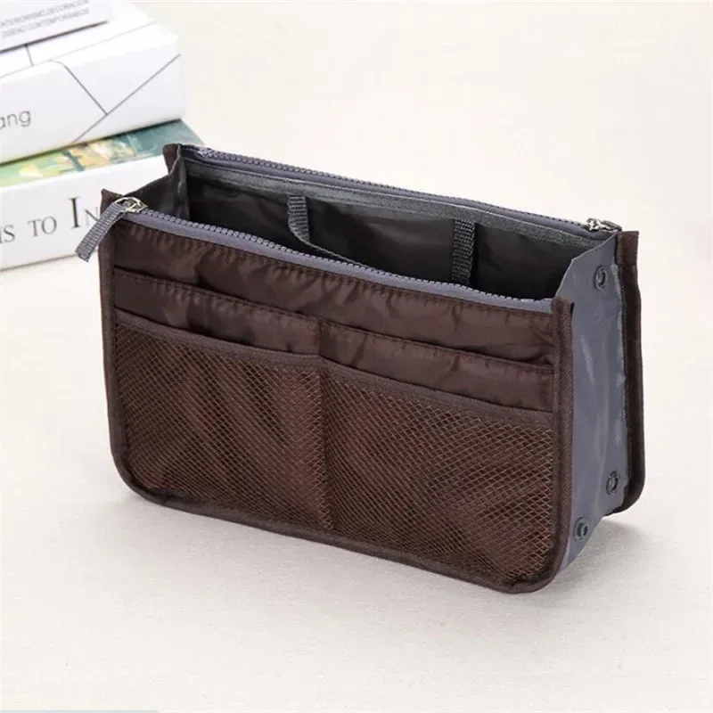 organisateur insérer sac femmes nylon voyage brosses organisateur sac à main sac à main grande doublure dame maquillage sac cosmétique pas cher femme fourre-tout
