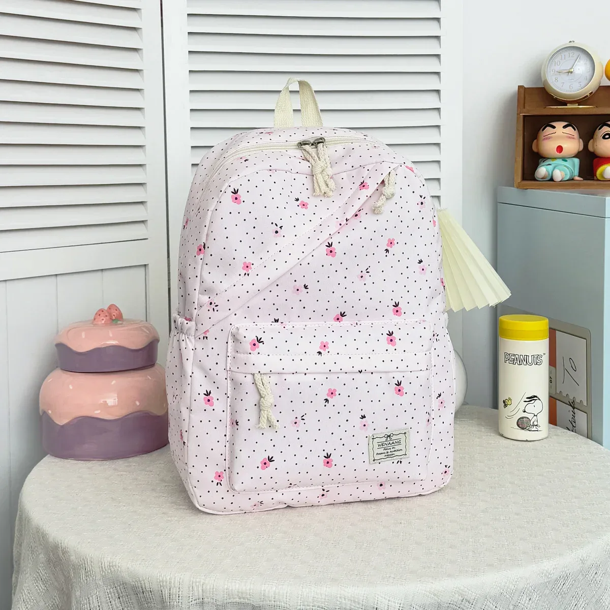 sac à dos pour filles à pois floraux, sac léger multi-compartiments polyvalent, sac à dos pour étudiants pour le campus, les voyages en plein air