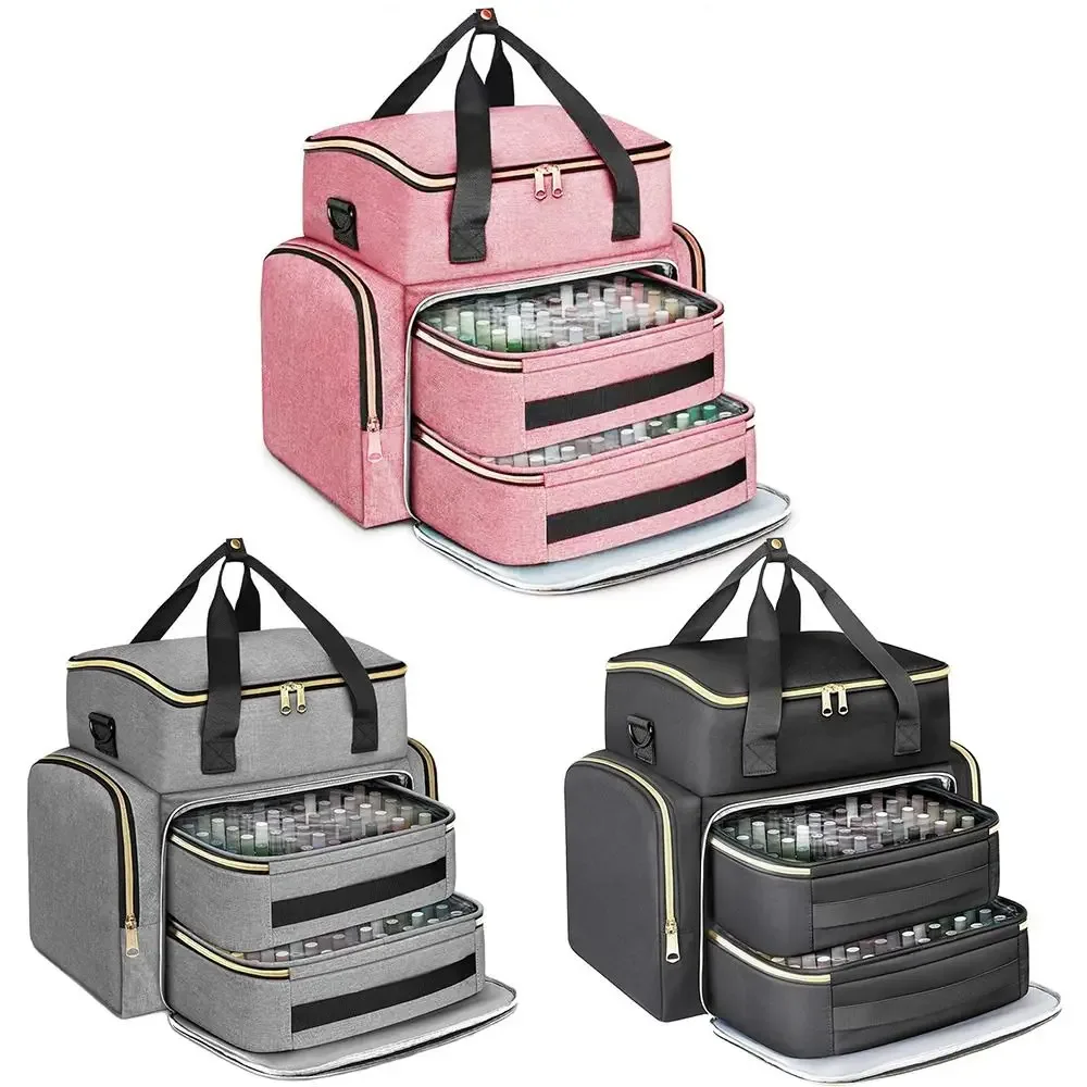 sac de rangement pour vernis à ongles grande capacité, 96 compartiments avec bandoulière, trousse de soin des ongles, sac à maquillage portable