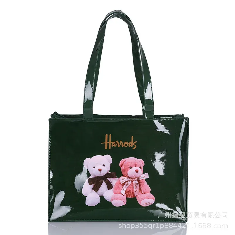 sac fourre-tout imperméable en pvc à imprimé cartoon pour femmes, sac à main décontracté et portable, sac pour le shopping, les trajets quotidiens et l'utilisation quotidienne en extérieur. ﻿